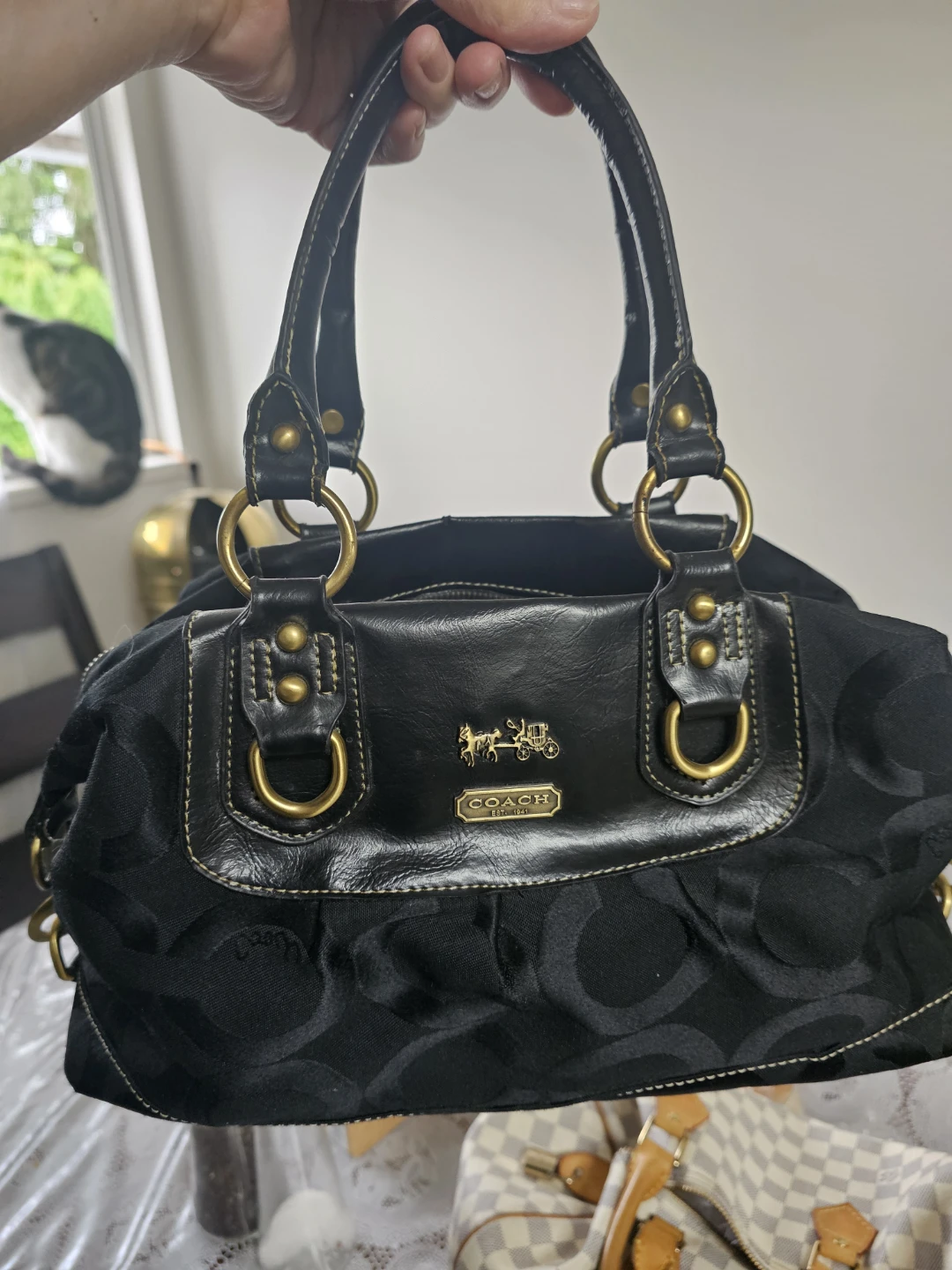 Coach Black Signature Satchel Handbag