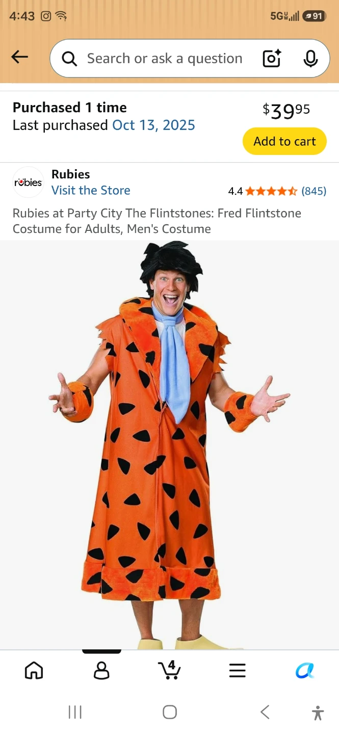 Rubies Fred Flintstone Adult Costume