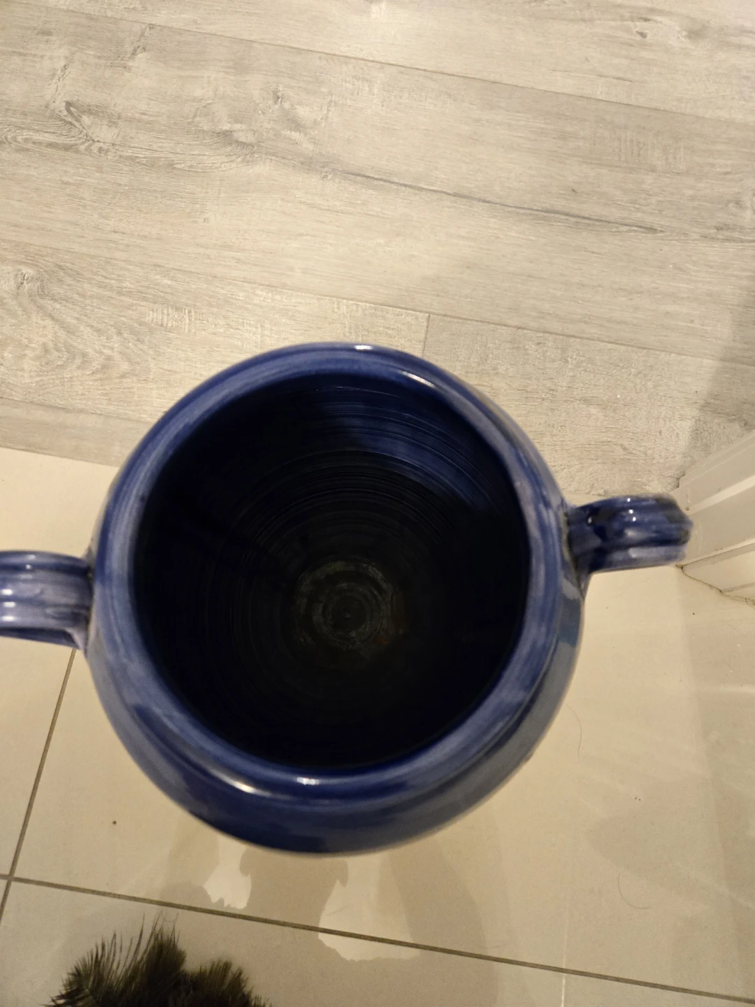 Blue Ceramic Vase with Handles