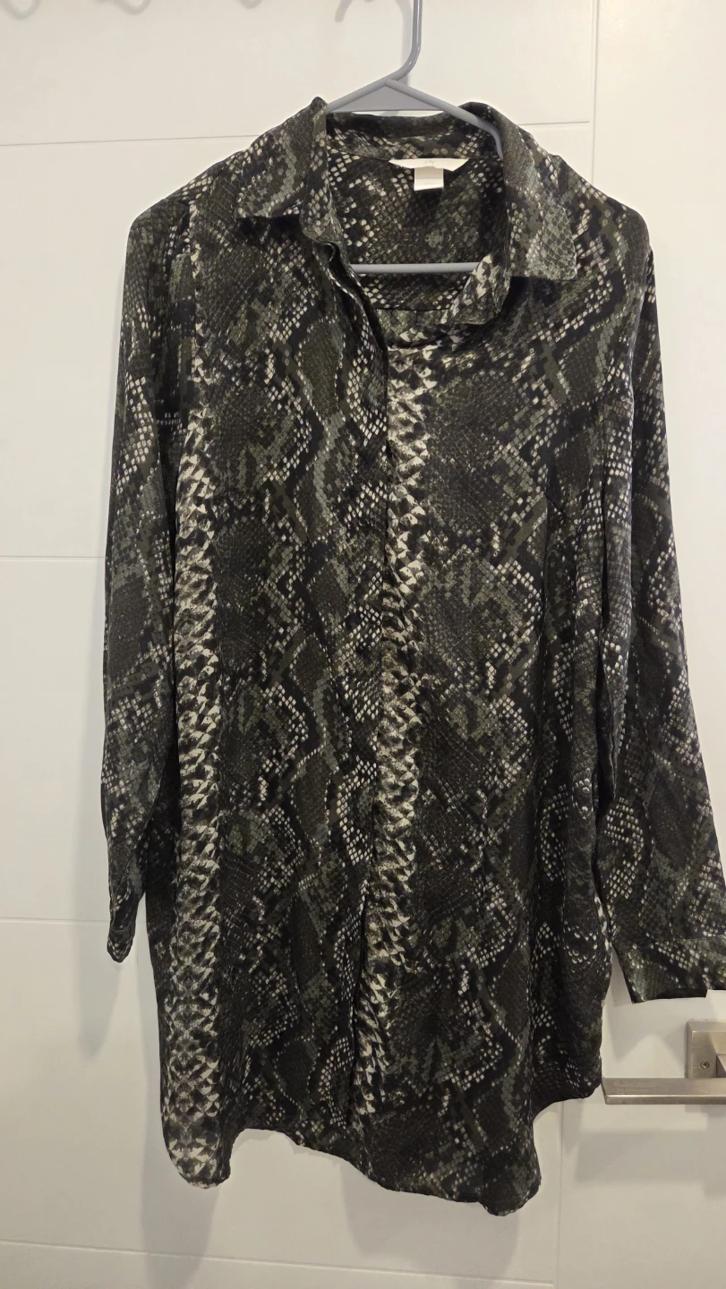 H&M Snake Print Button-Up Shirt