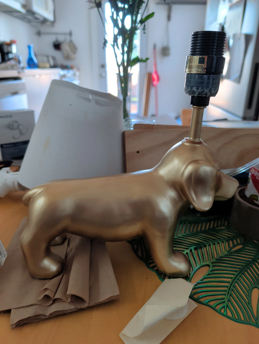 2 Golden Dachshund Dog Lamp Base - photo 3