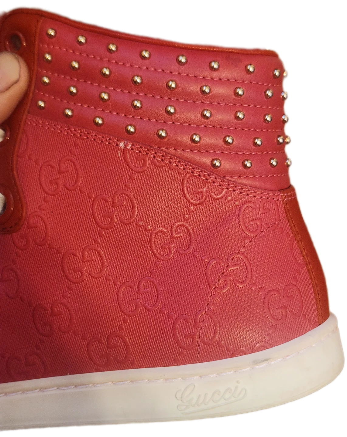 Womens Gucci limited edition guissima pink/red hightops sz37.5 - photo 4