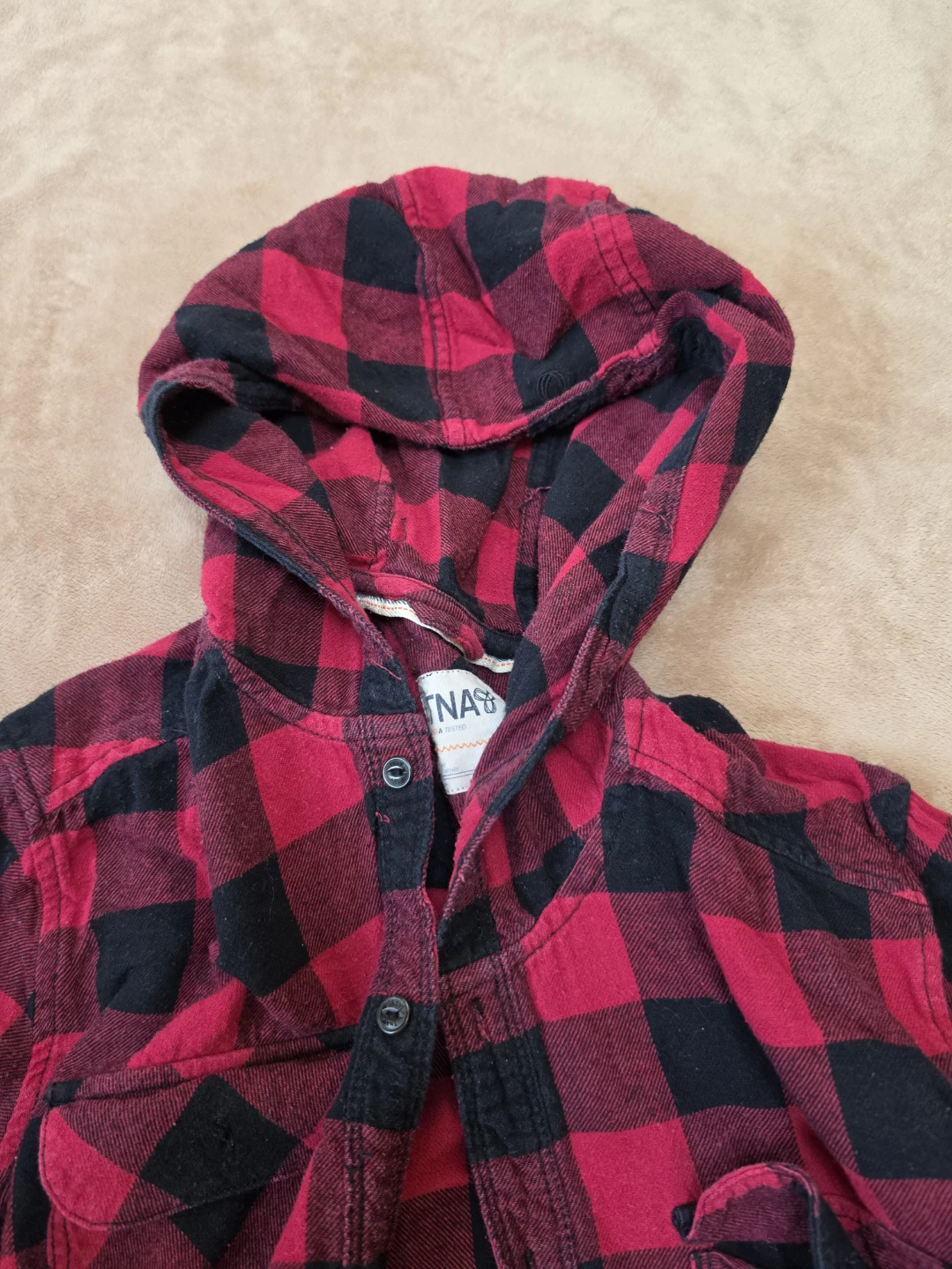TNA Plaid Flannel Button-Up Shirt with Hood - photo 4
