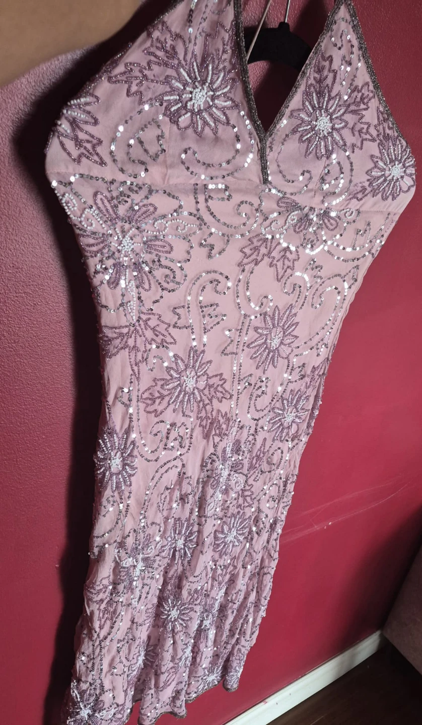 Pink Beaded Sequin Maxi Dress - photo 5