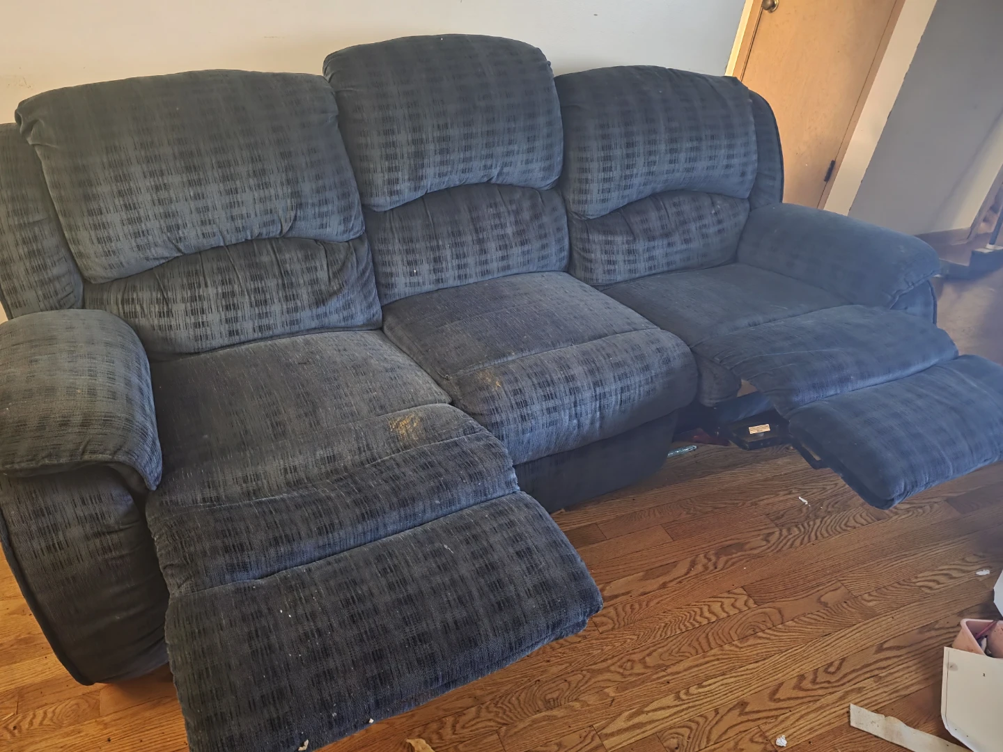 Dark Blue Reclining Sofa
