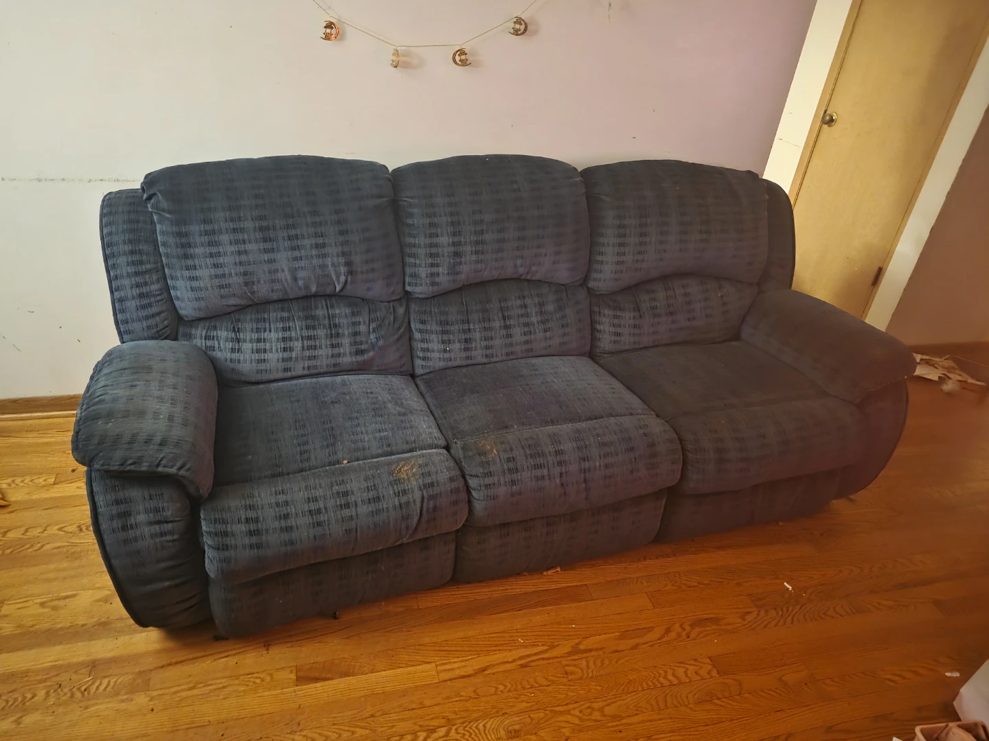 Dark Blue Reclining Sofa - photo 3