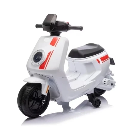 White Kids Ride-On Scooter with Red Stripes