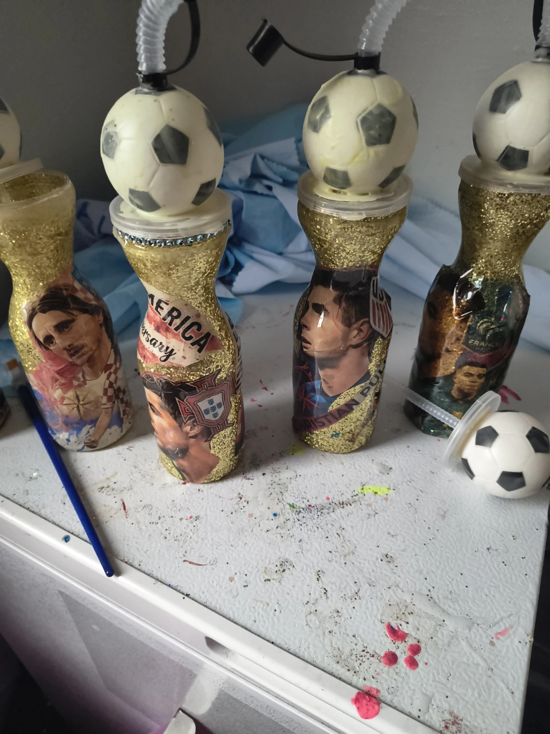 Soccer Player Themed Tumblers with Straws