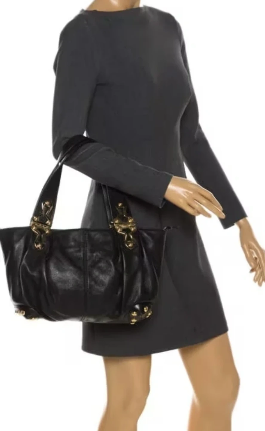 Vintage Michael Kors Joplin Black Pebbled Leather Hobo Bag