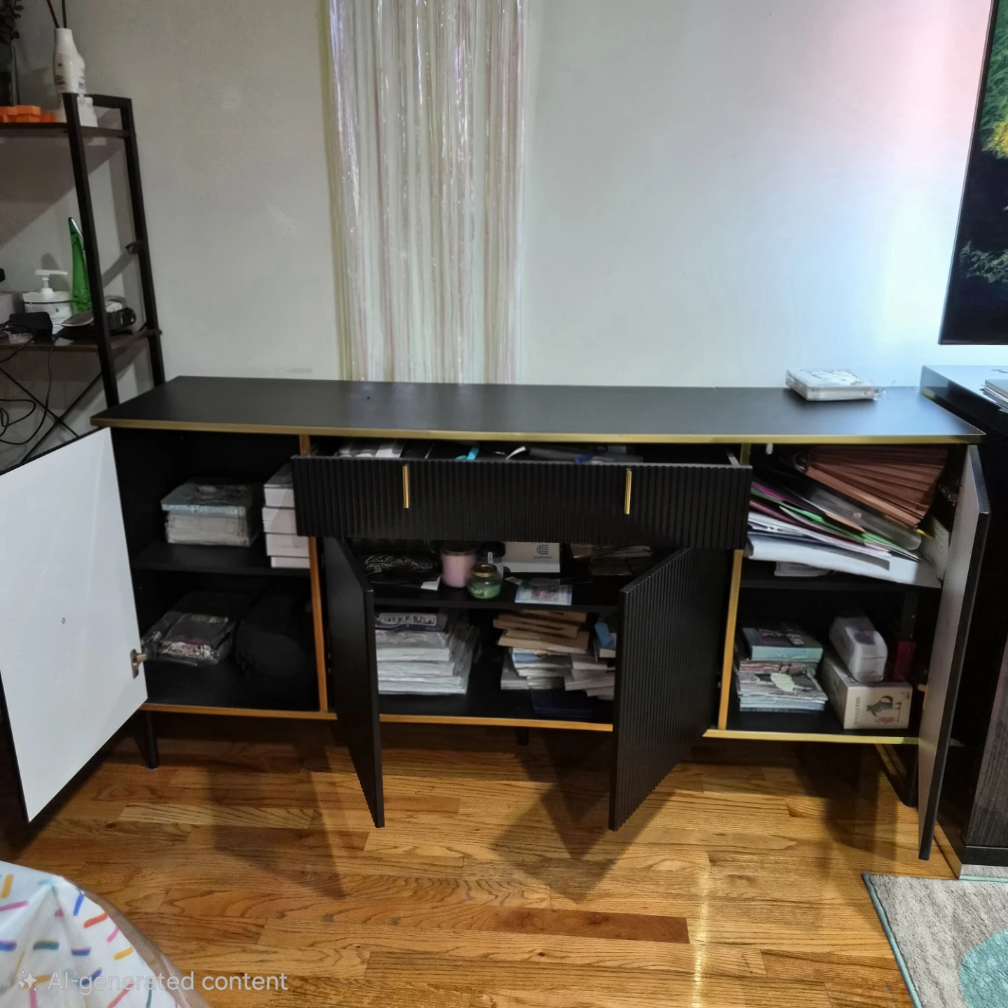 Black Sideboard with Gold Trim - photo 2