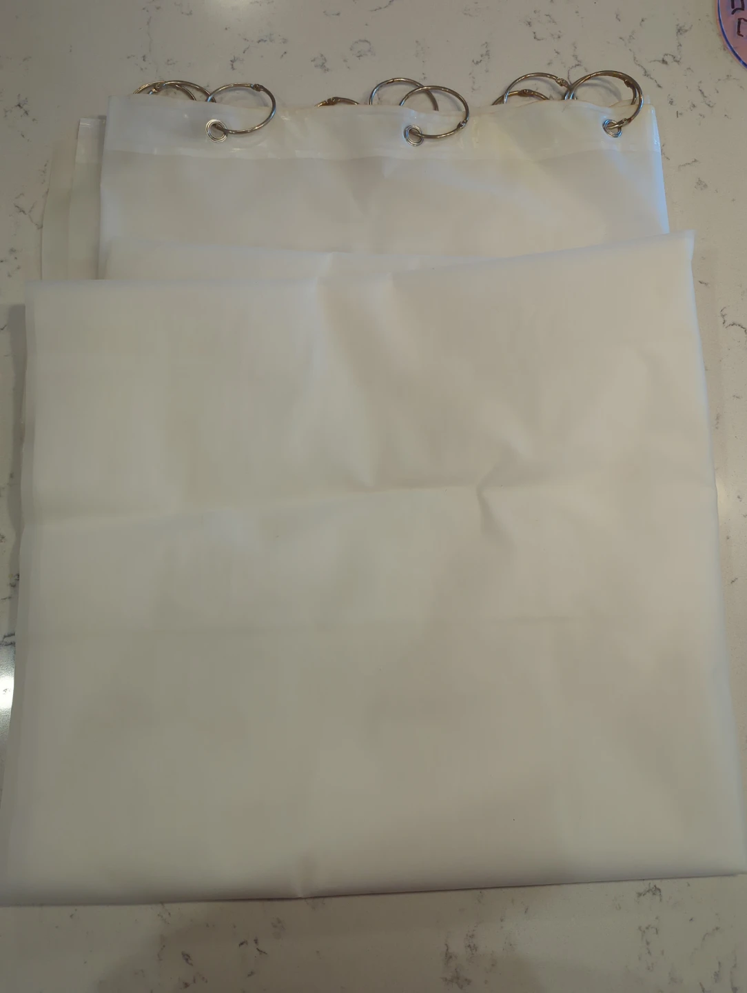 White Shower Curtain Liner with Hooks 180x180