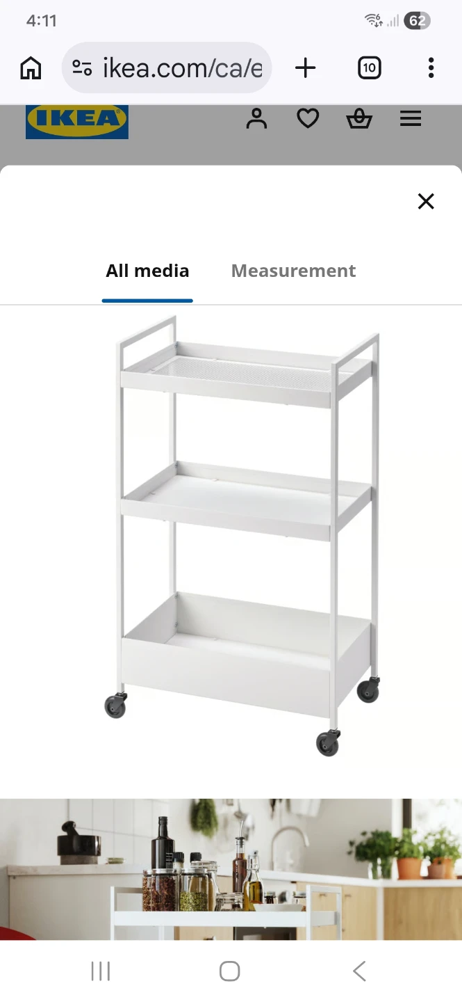 IKEA White 3-Tier Utility Cart