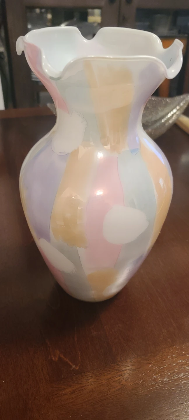 Multicolour Pastel Glass Vase with Ruffled Rim - photo 3