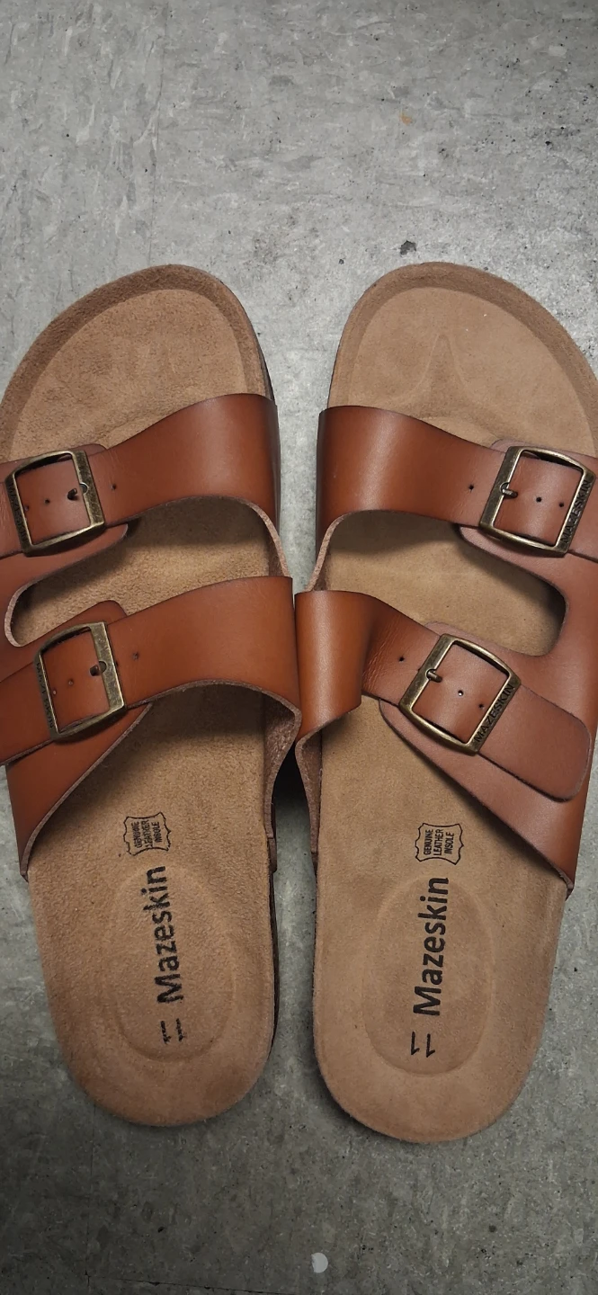 Mazeskin Brown Leather Birkenstock Style Sandals