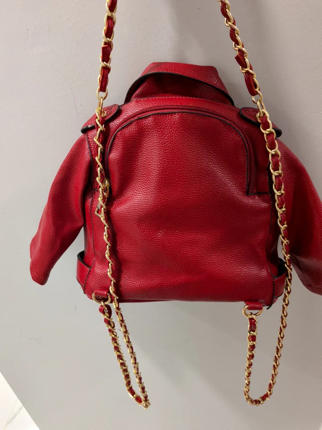 Red Faux Leather Jacket Crossbody Bag - photo 2