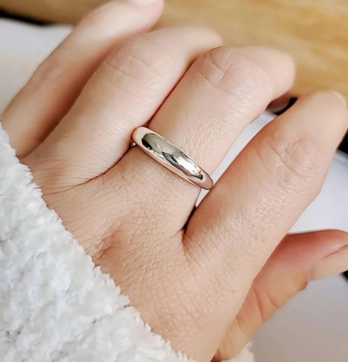 Delicate Thin Rhodium Plated DOME Ring by "EMMA VERA"! - photo 5