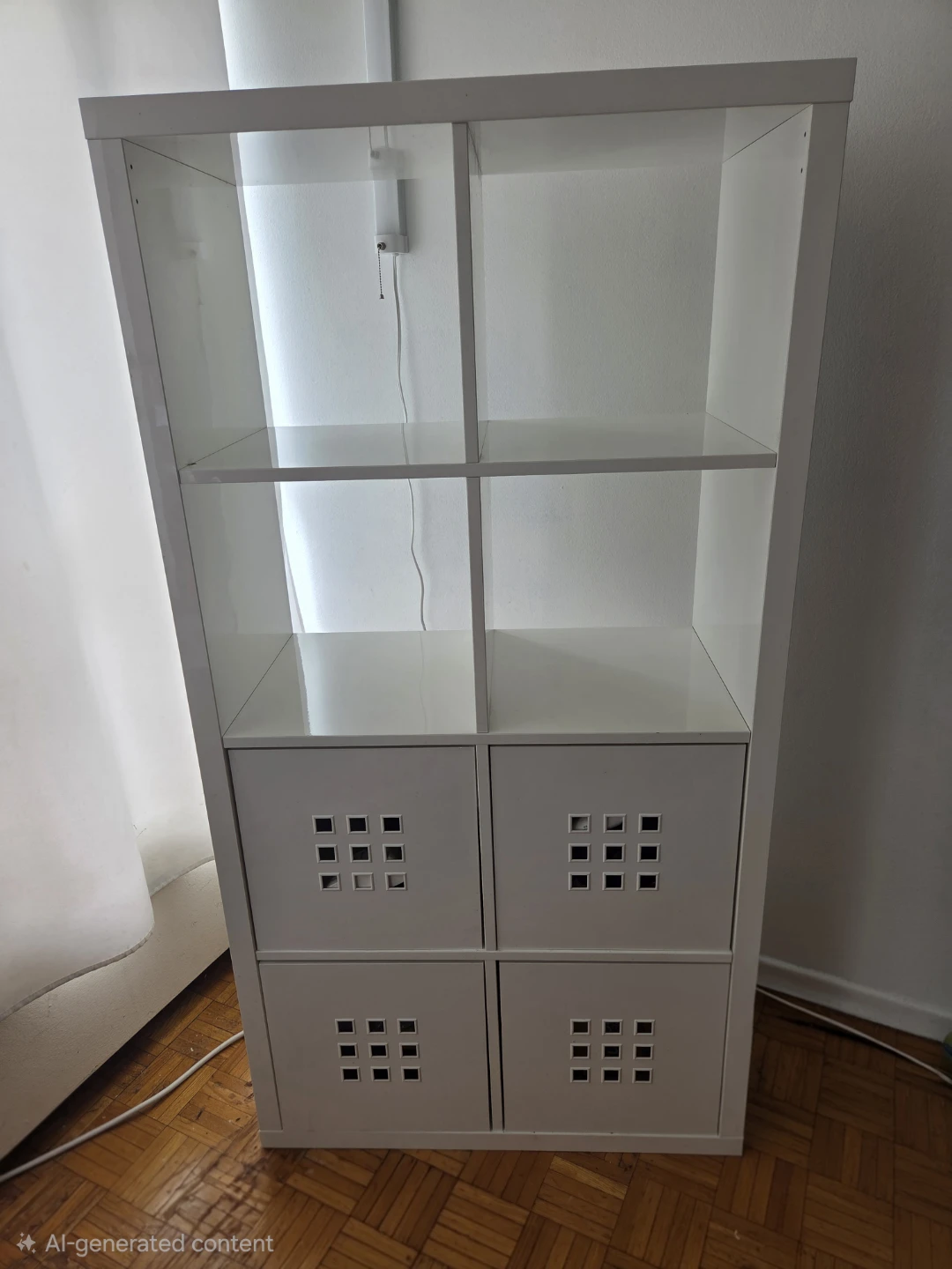 White IKEA KALLAX Cube Storage Shelf with 4 Drawers