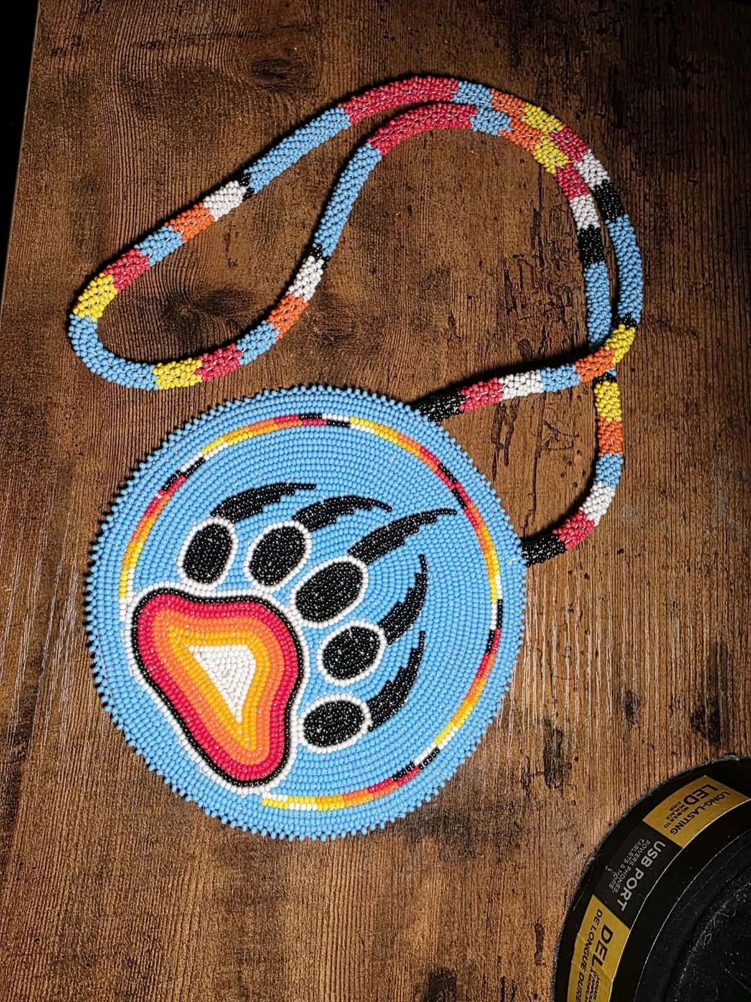 Handmade Beaded Bear Paw Medallion 🐾