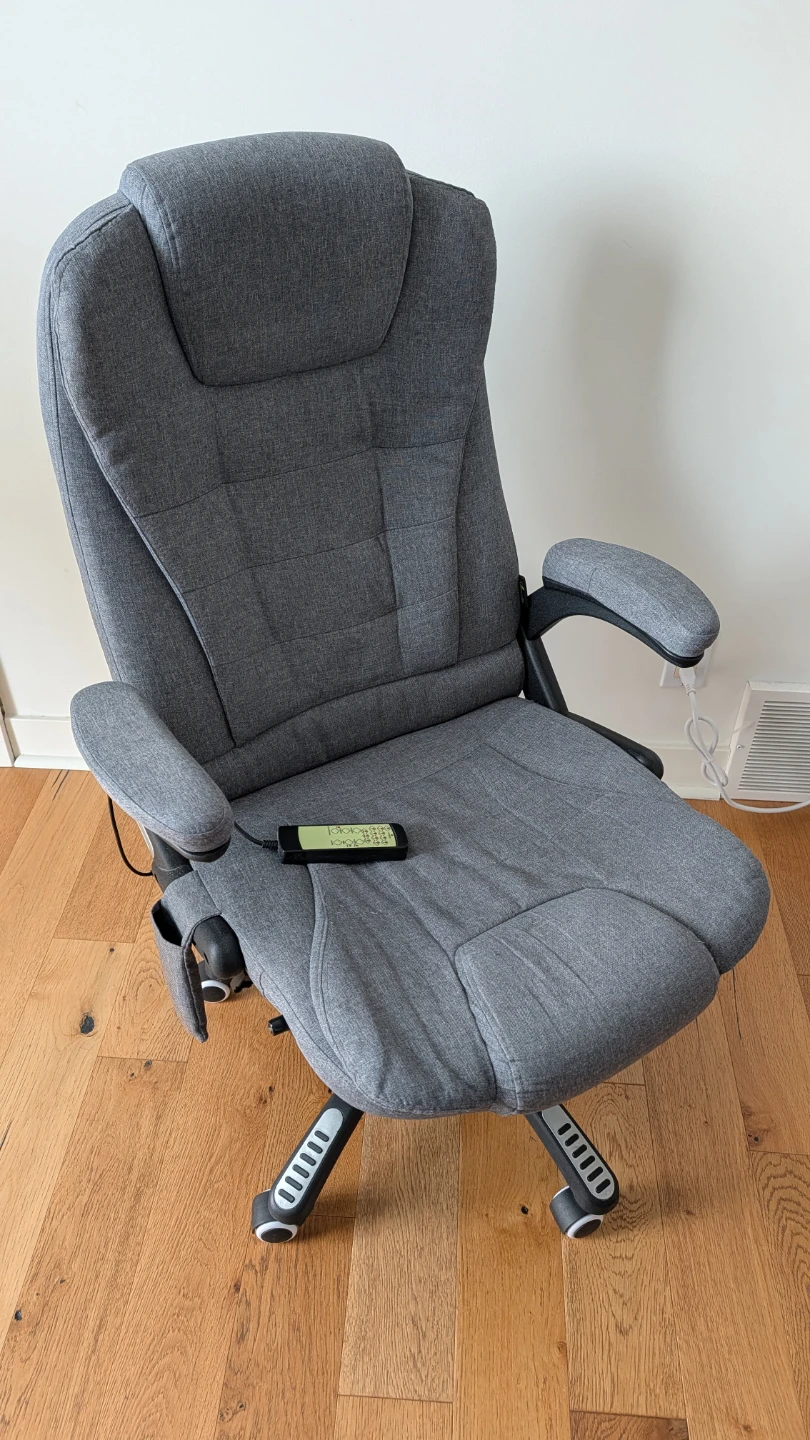 Grey Fabric Office Chair with Massage Function - photo 4