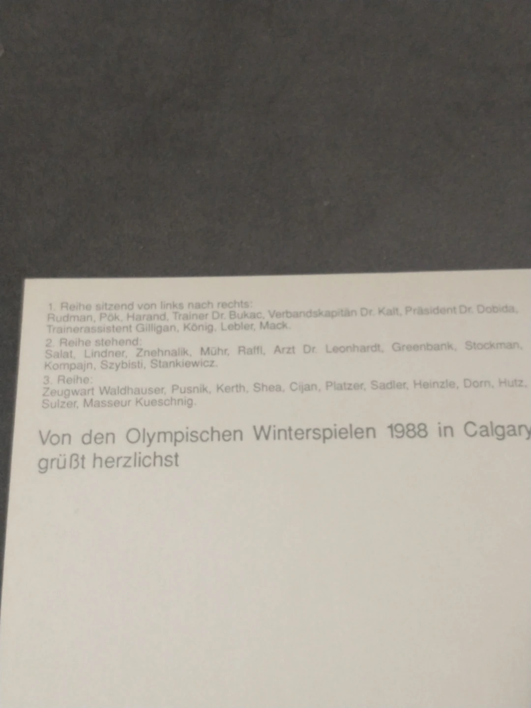 1988 Calgary Olympics Austria Ice Hockey Team Postcard - photo 4