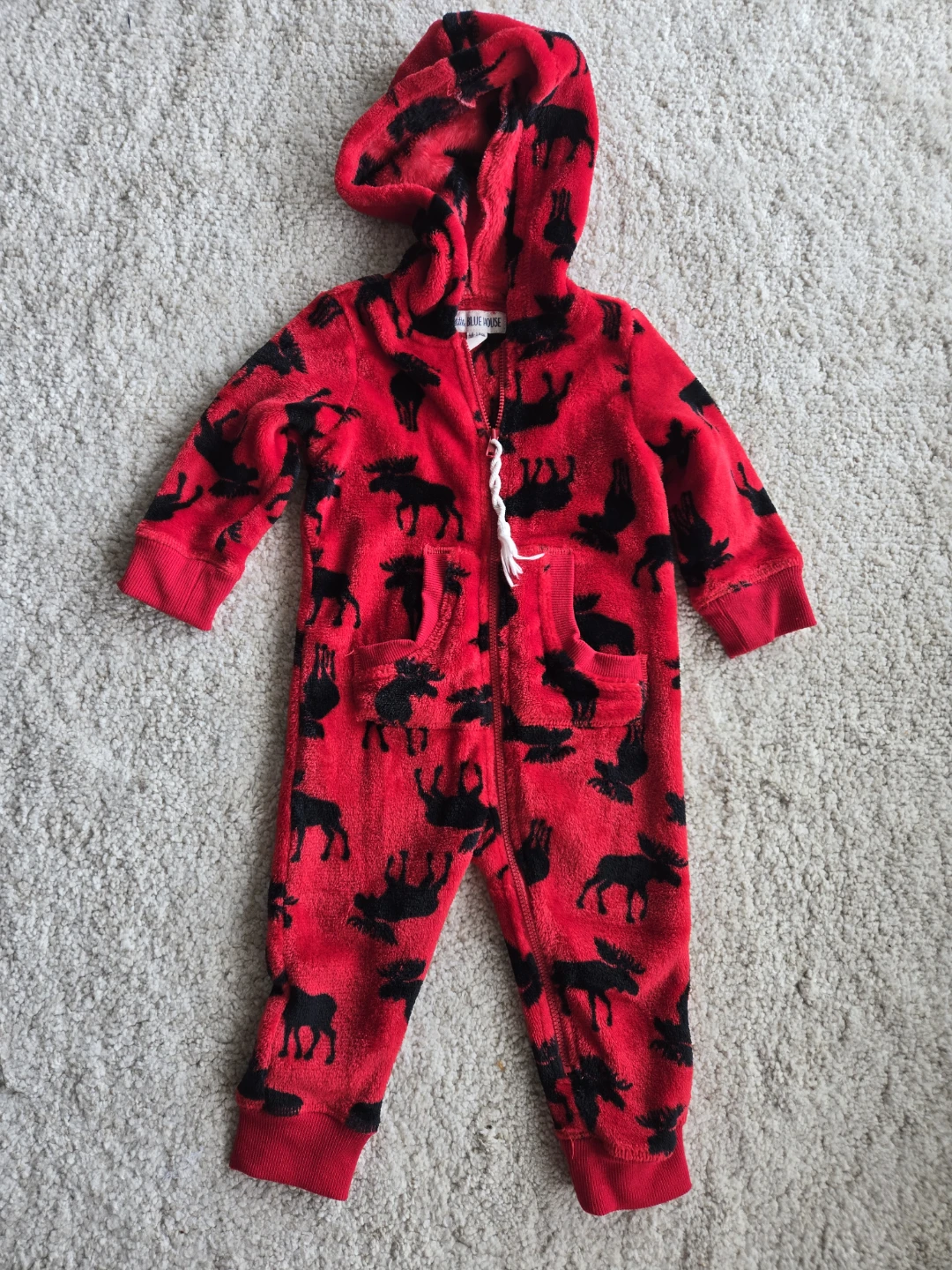 Little Blue House Red Moose Fleece Sleepsuit 12-18M