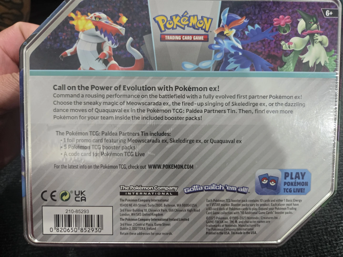 Pokemon TCG Paldea Partners Tin - Skeledirge ex - photo 3