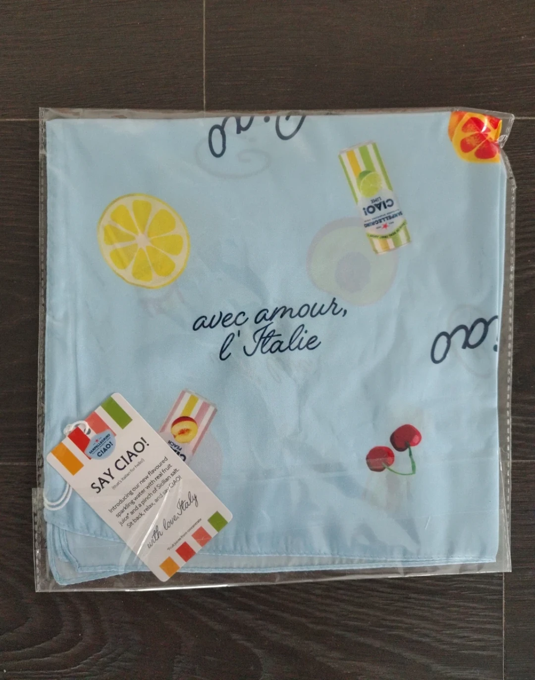 BNWT! Sanpellegrino Ciao Satin Blue Scarf