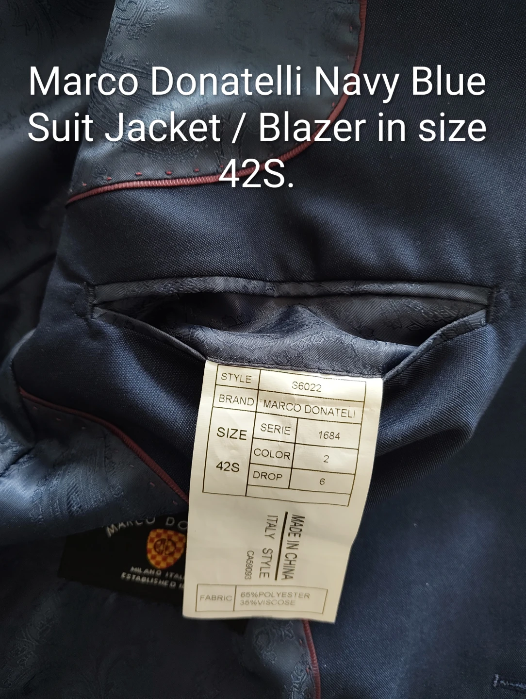 Marco Donatelli Navy Blue Suit Jacket/Blazer Size 42S - photo 4