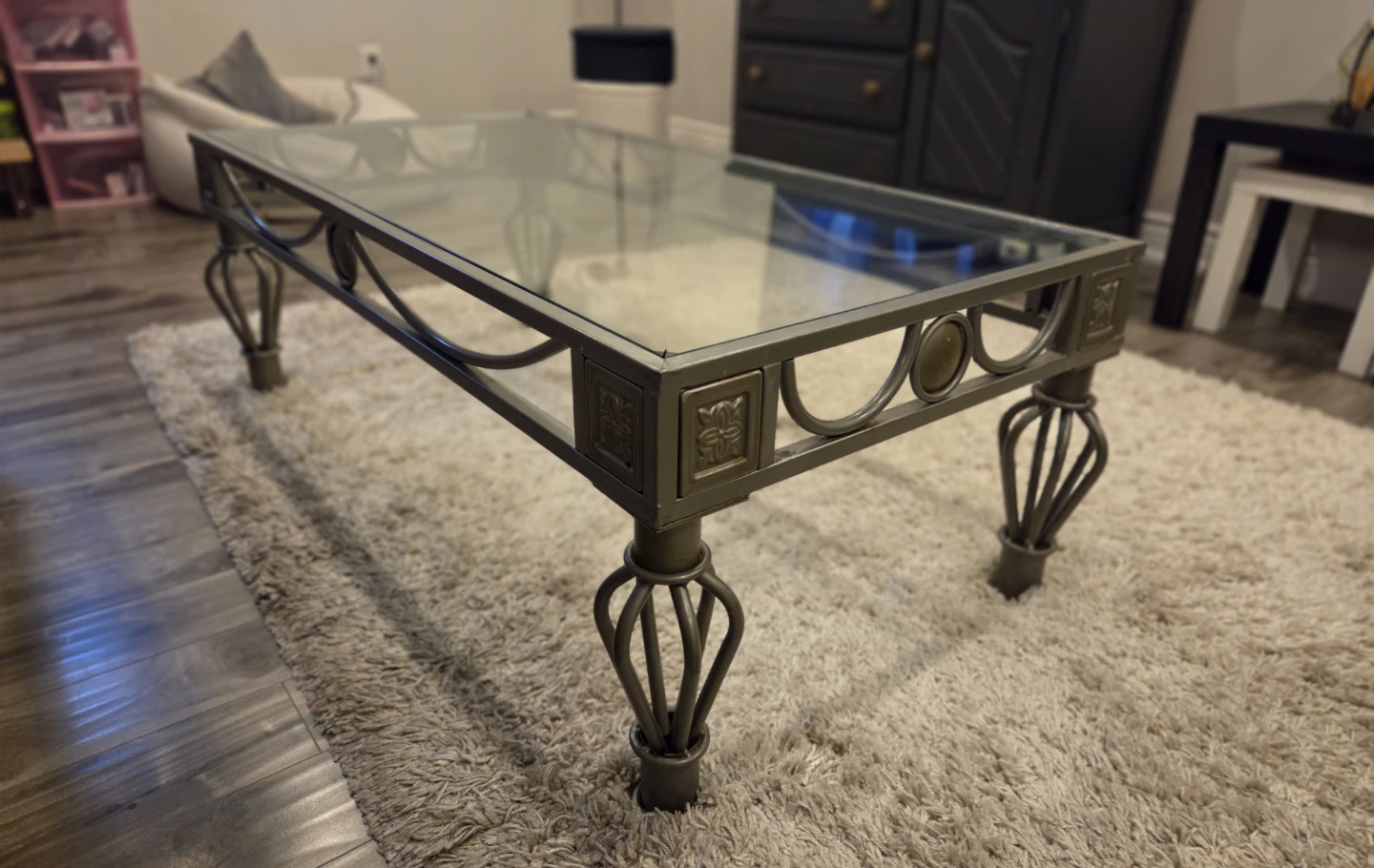 Glass Top Coffee Table with Metal Frame - photo 2