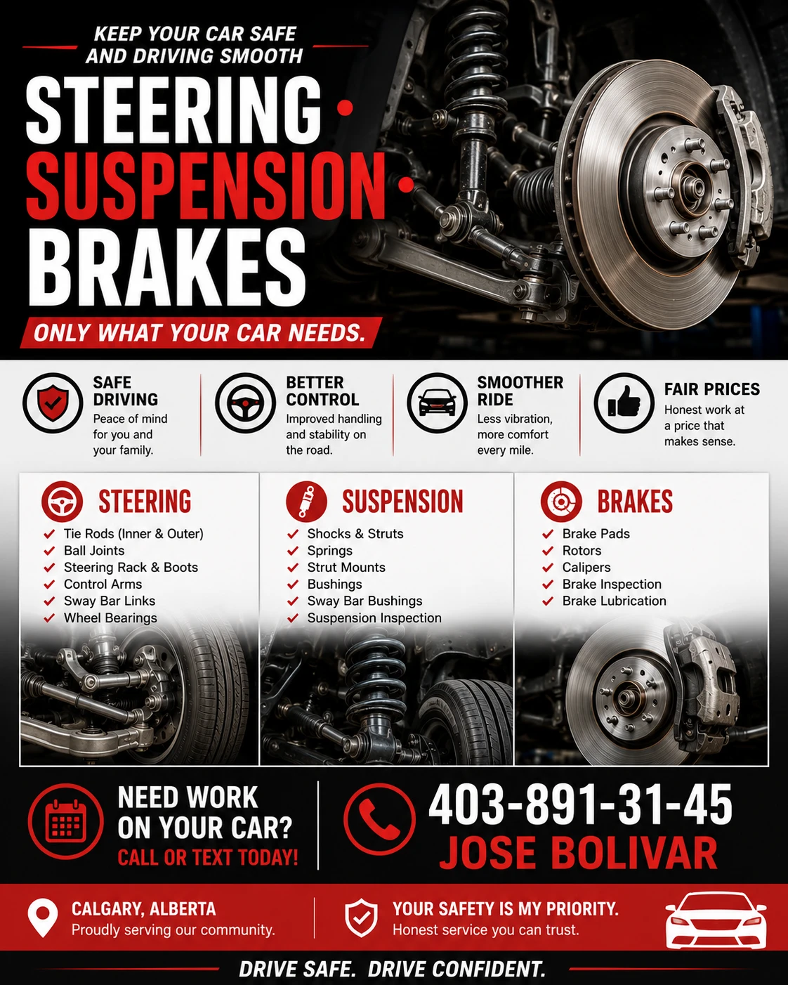 Car Steering, Suspension & Brakes Service