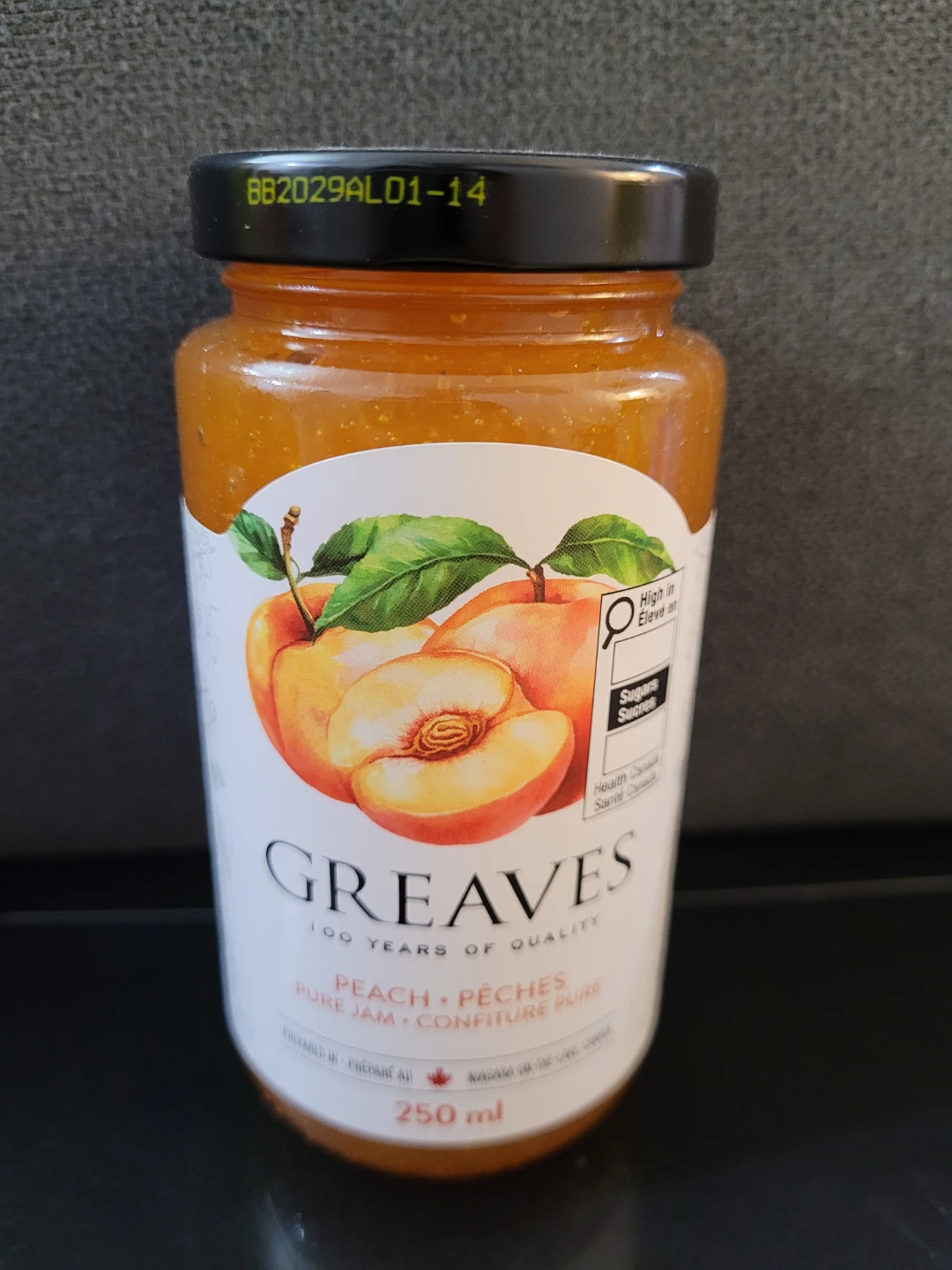 Greaves Peach Pure Jam 250 ml