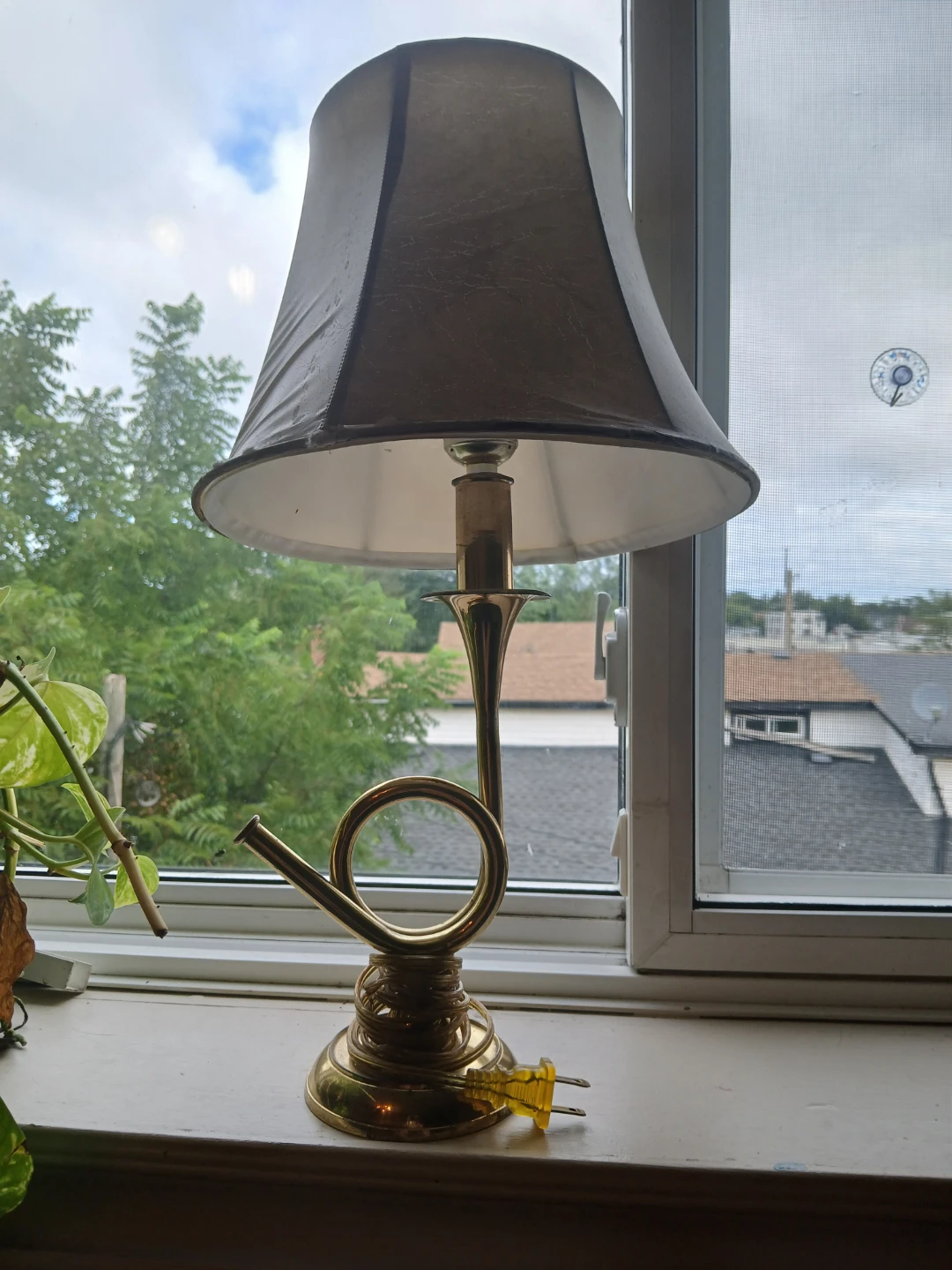 Brass French Horn Accent Table Lamp