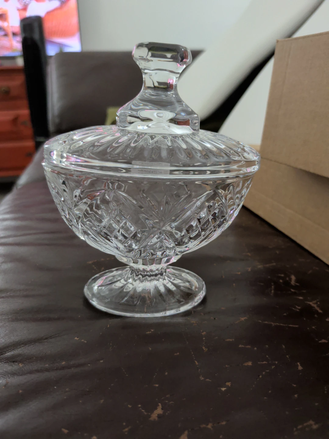 Crystal Pedestal Candy Dish with Lid