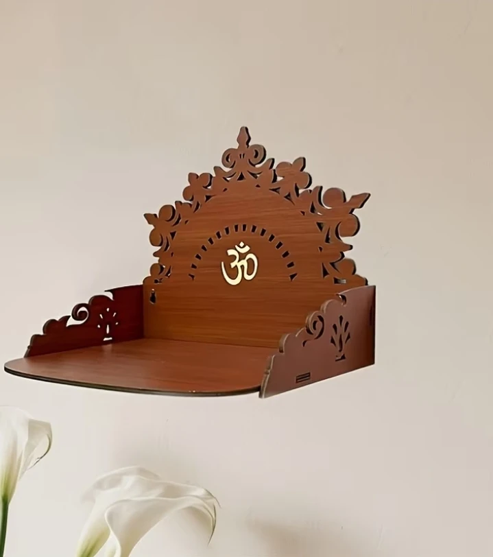 (BRAND NEW) Rustic Wooden Prayer Temple & Floating Shelf Decor - photo 3