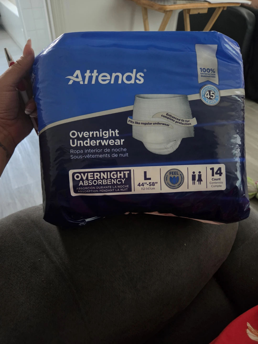 Attends Overnight Underwear - Size L - 14 Count