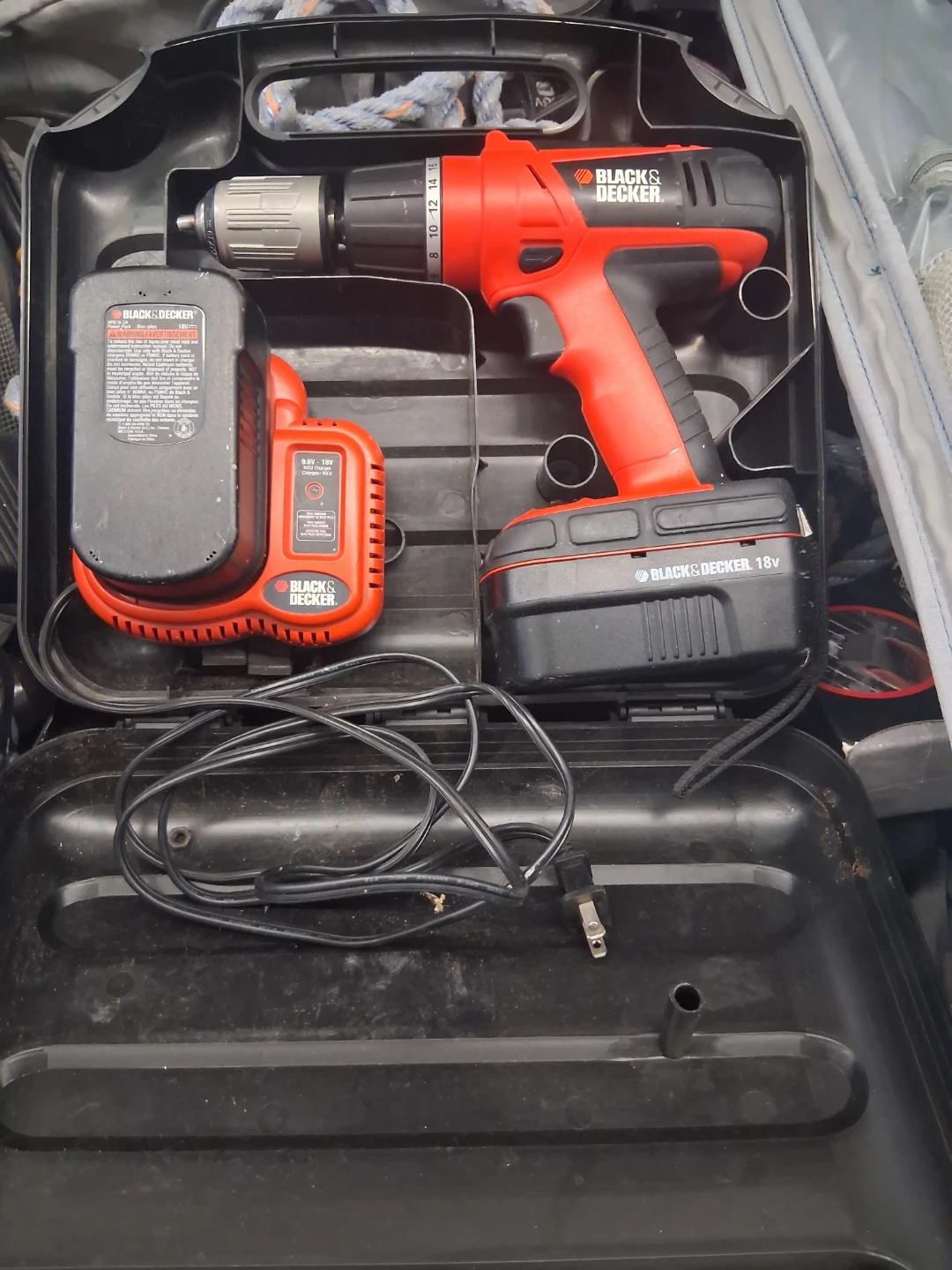 Black & Decker 18V Cordless Drill with Charger and Case