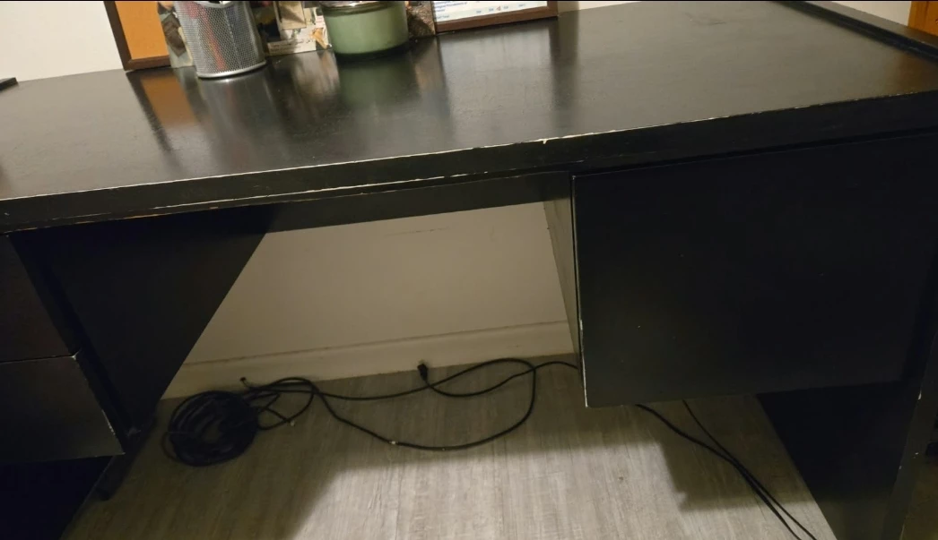 Strong wooden heavy Black Desk with Drawers - photo 4
