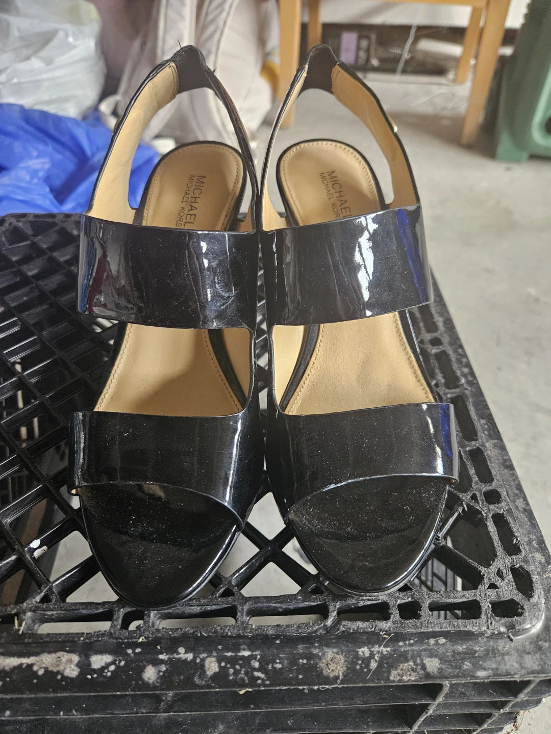 Michael Kors Black Patent Slingback Heels