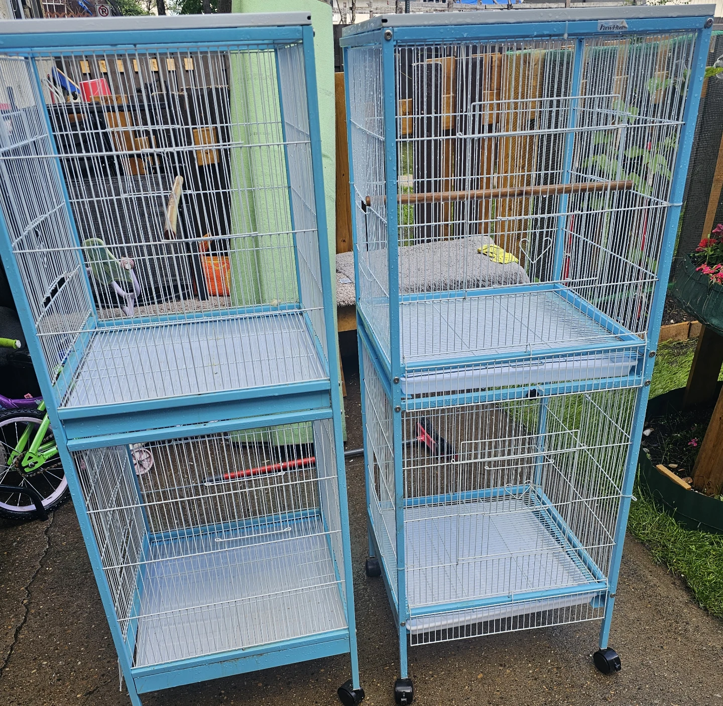 PawHut Stackable Double Bird Cage in Blue