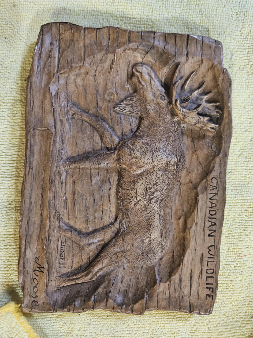 Carved Moose Canadian Wildlife Plaque - photo 2
