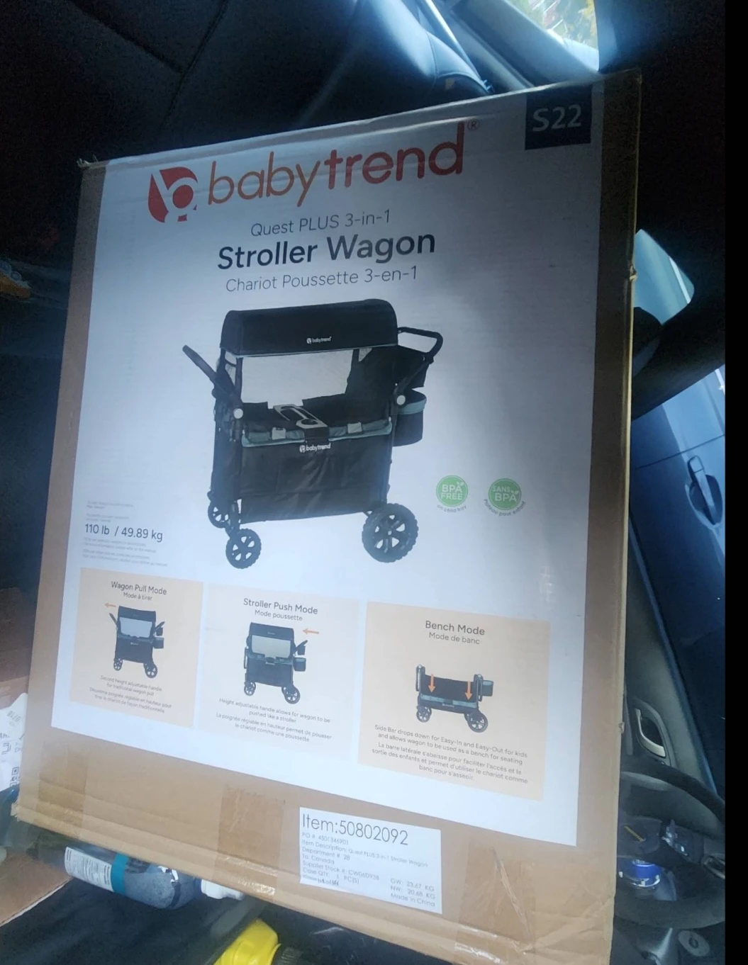 Brand New Baby Trend Quest PLUS 3-in-1 Stroller Wagon
