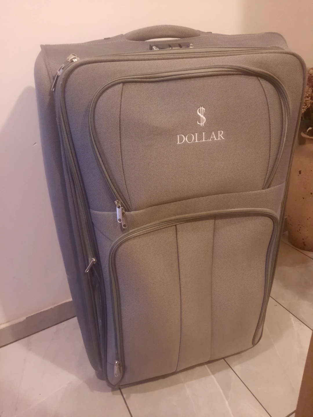 Large Checked Suitcase 28" - Grey -/