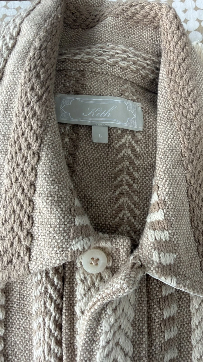 Kith Mixed Stripe Tweed Boxy Collared Overshirt - Size L - photo 3