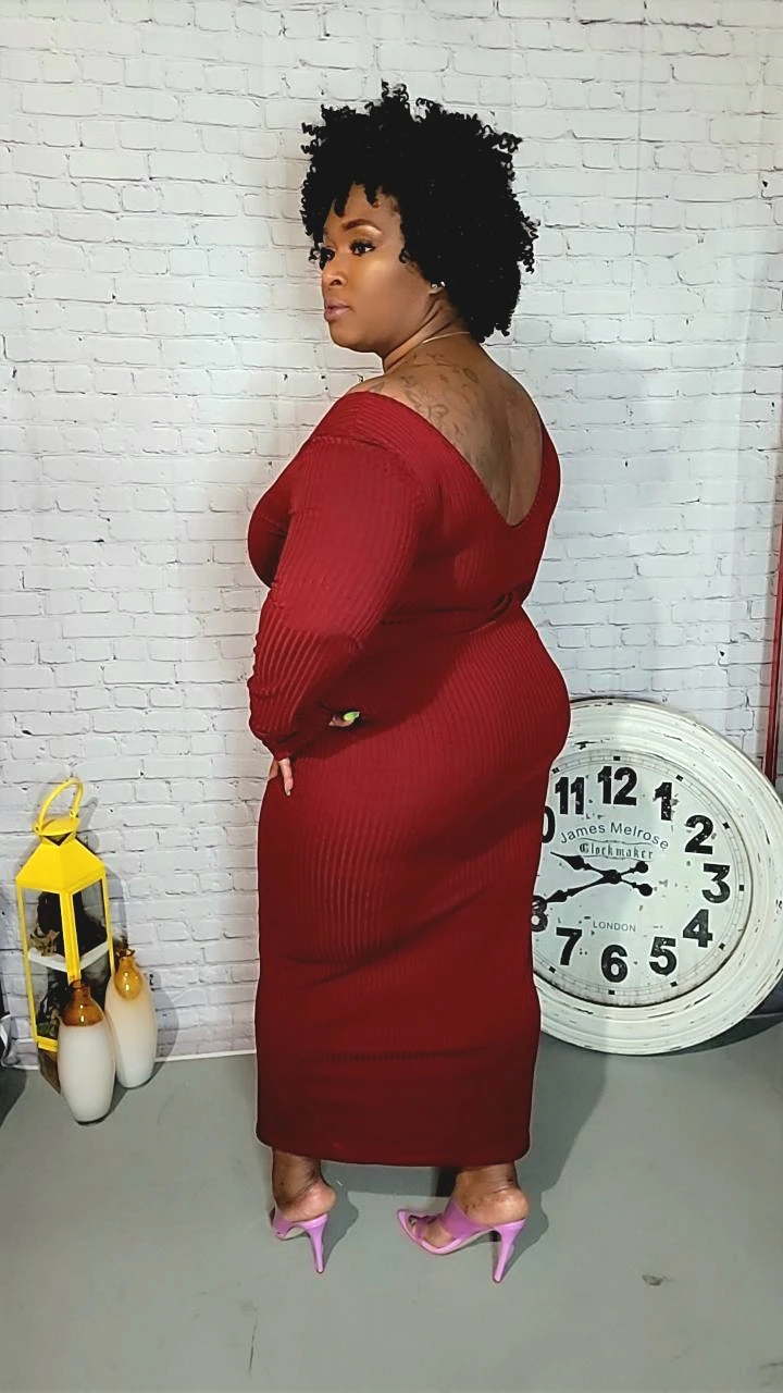 Ribbed Long Sleeve Midi Dress - photo 4