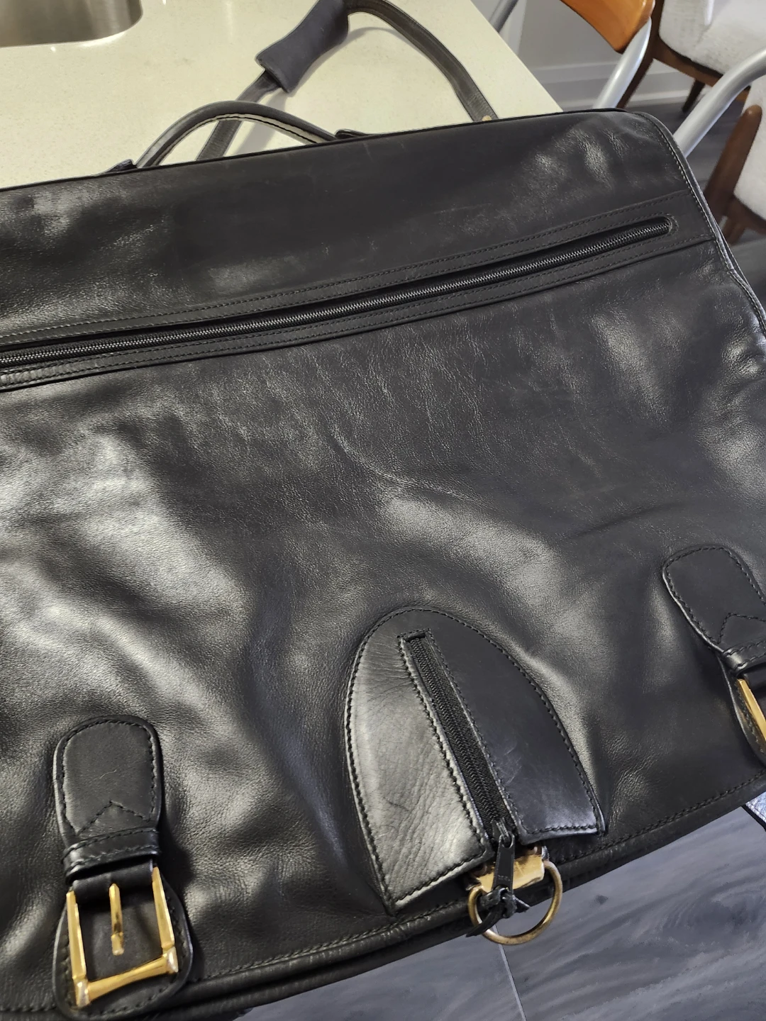 Excelsior Gallery Vera Pelle Black Leather Garment Bag - photo 5