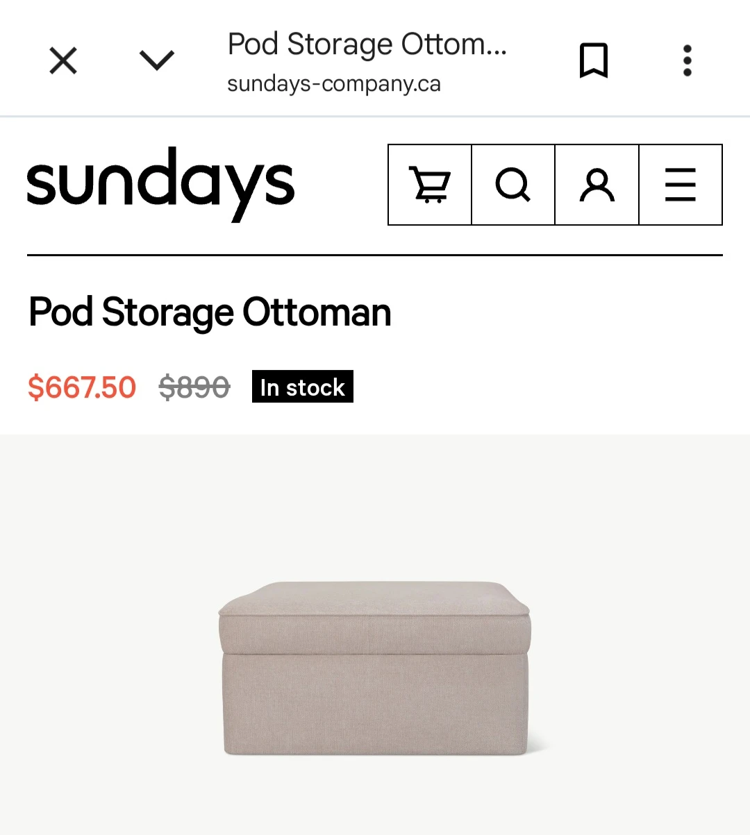 Sundays Pod Storage Ottoman - Small, Latte - photo 4
