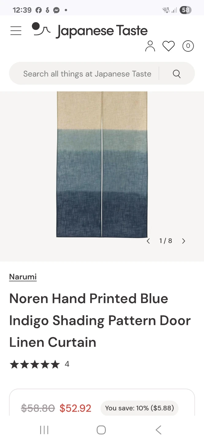 Brand New Japandi Style Blue Ombre Door Curtain / Split Tapestry - photo 2