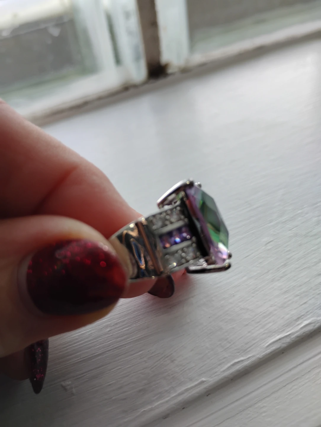Sterling Silver Cocktail Ring with Large Mystic Topaz Gemstone - photo 3