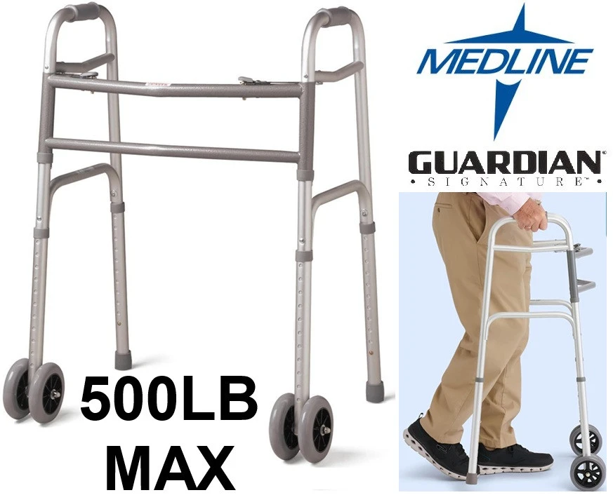 New -Medline Bariatric Folding Walker with Wheels - photo 3