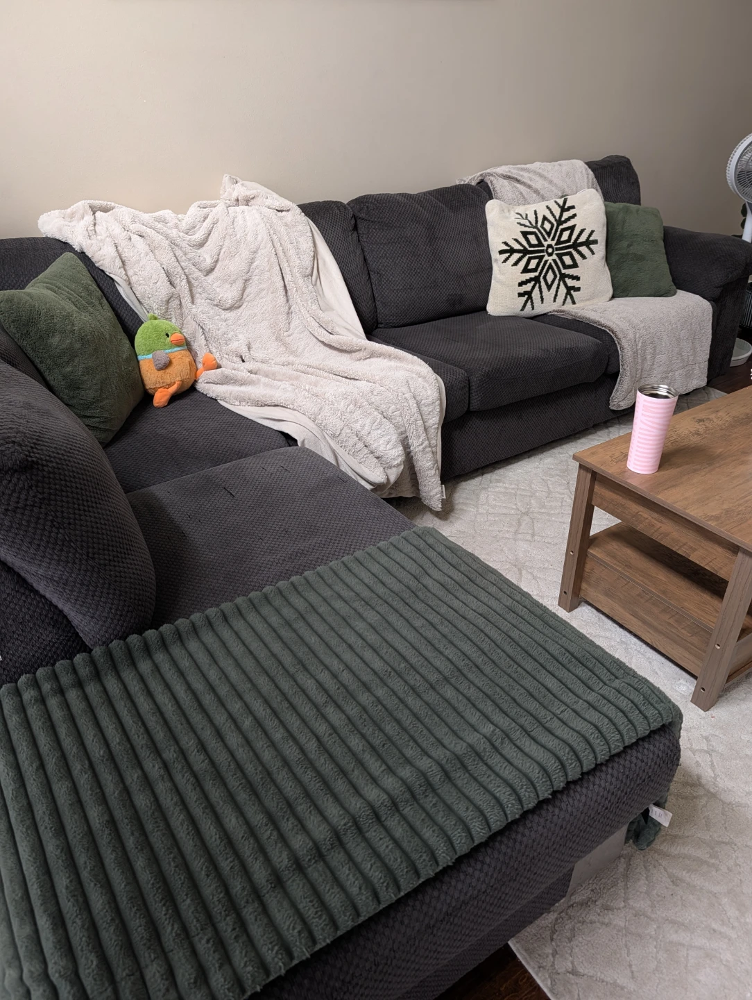 Dark Grey Sectional Sofa with Chaise